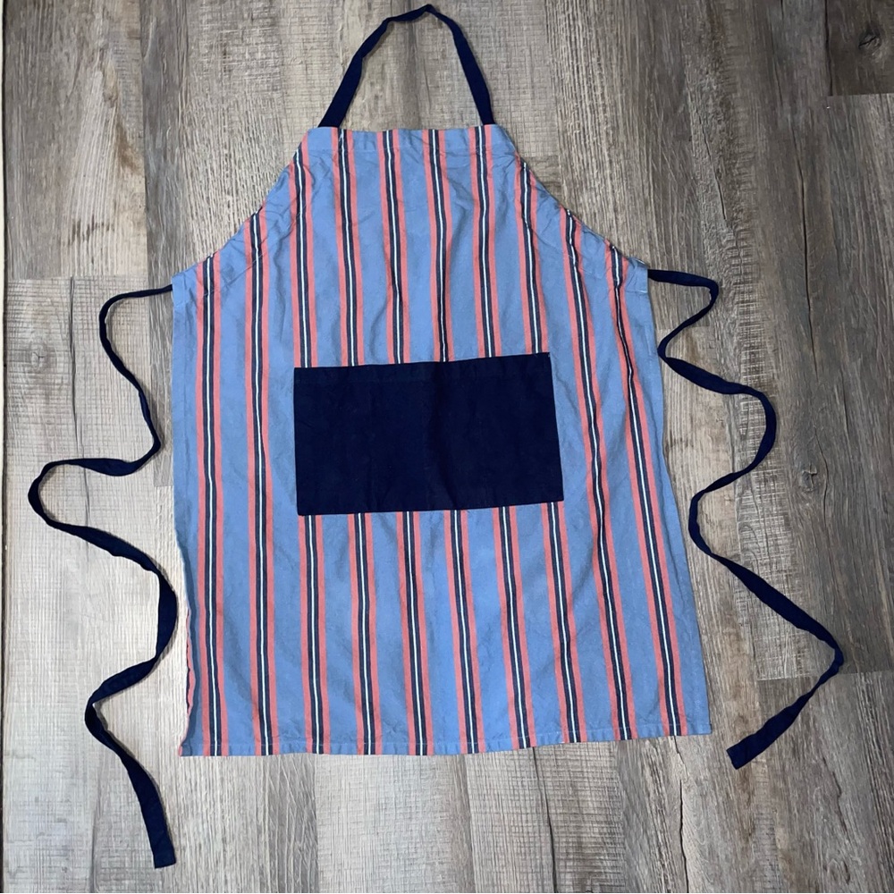 THRESHOLD Kitchen Apron Blue Tick Striped EUC
